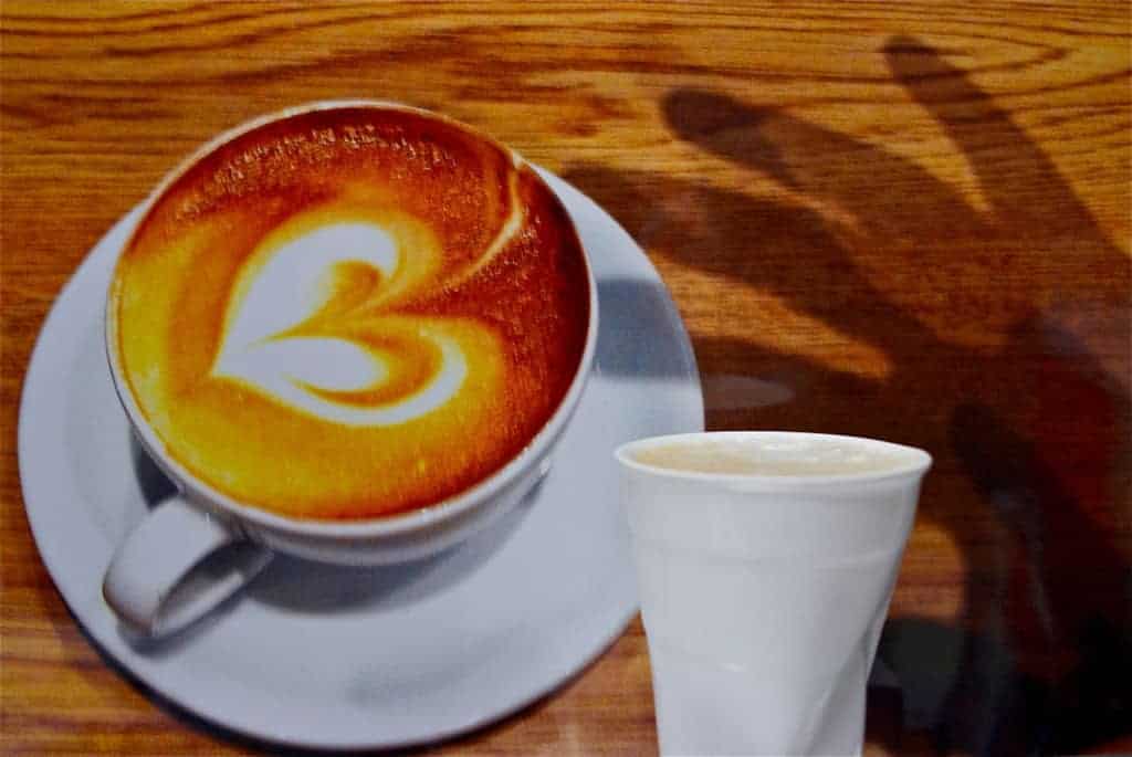 Coffee latte with foam heart