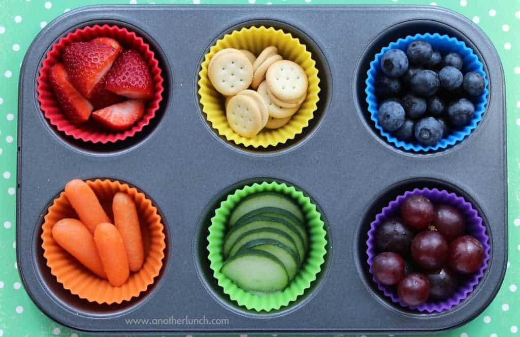 Muffin Tin filled with colorful superfoods