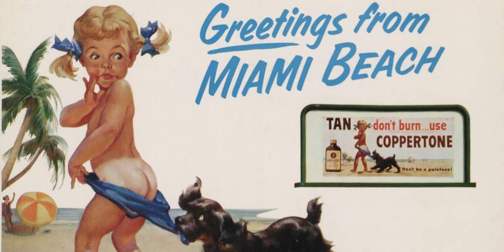 Vintage advertisement of the Coppertone Girl