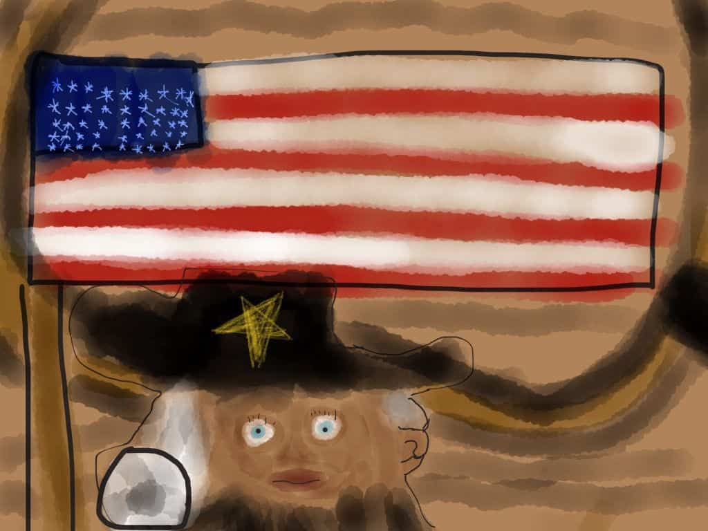 Child drawing of George Washington on the Fourth of July