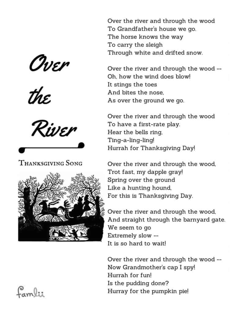 Over the River Song Lyrics and Poem Printable