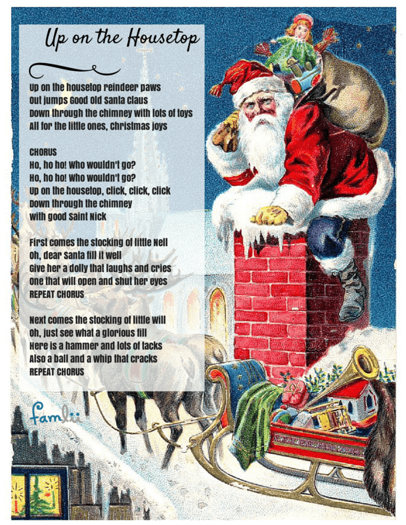 Up on the Housetop Song Lyrics Printable