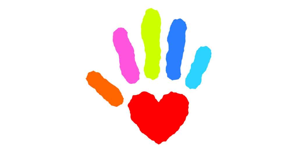 Kids artwork showing hand with heart